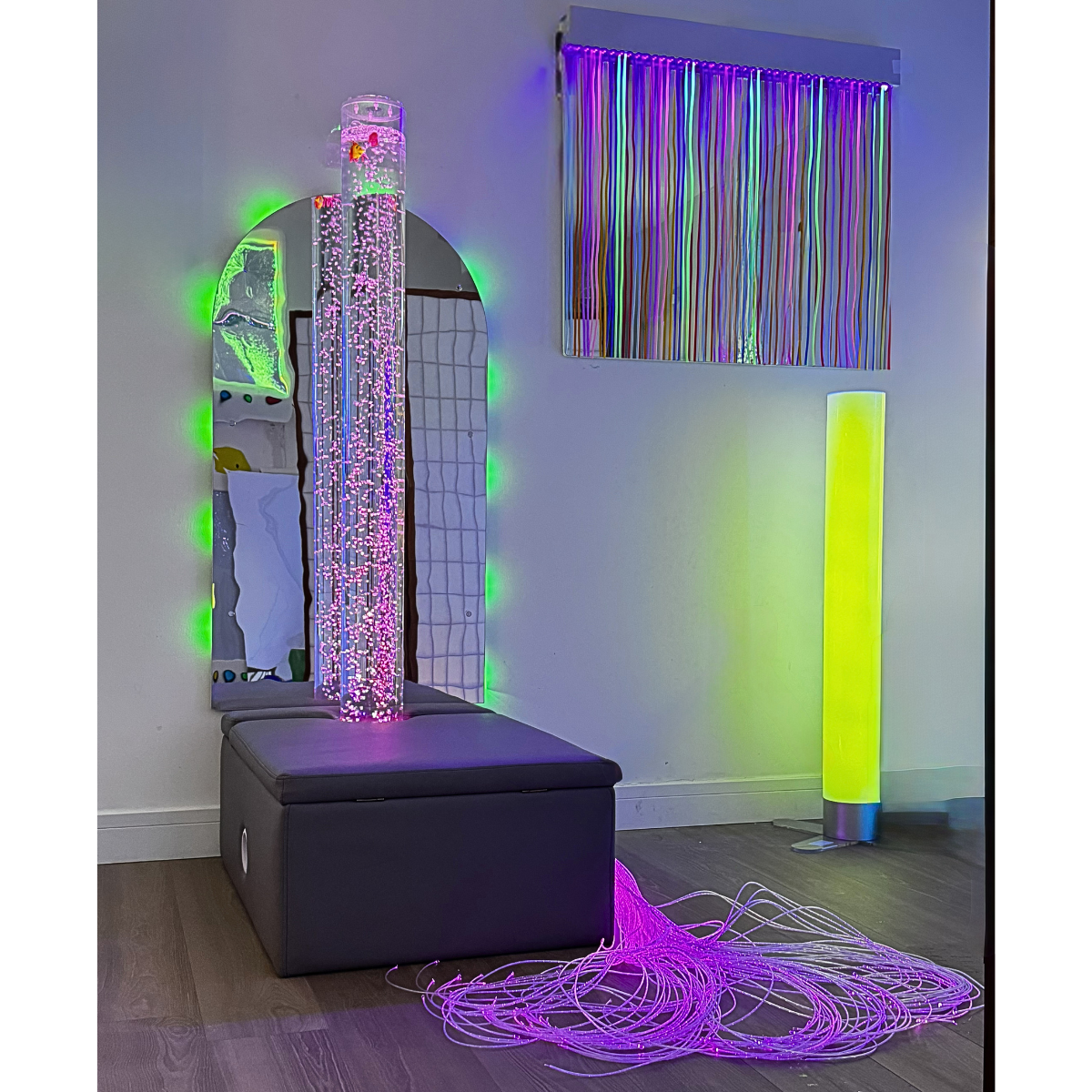 UV Mirror with Glow Strands and Built-In Light – 100 x 91cm - Sensory Equipment