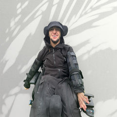 Waterproof Black Cotton Adapted Cargo Trousers - Wheelchair Clothing