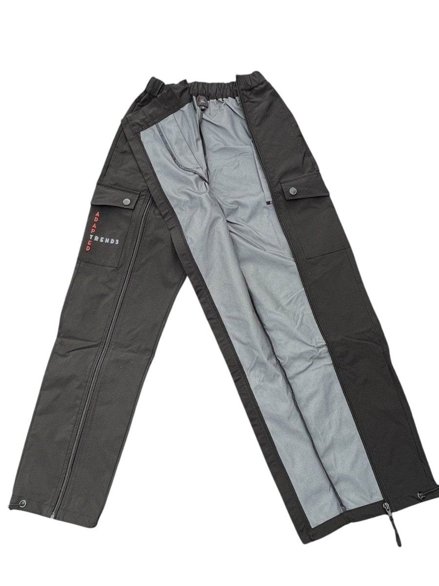 Waterproof Black Cotton Adapted Cargo Trousers - Wheelchair Clothing