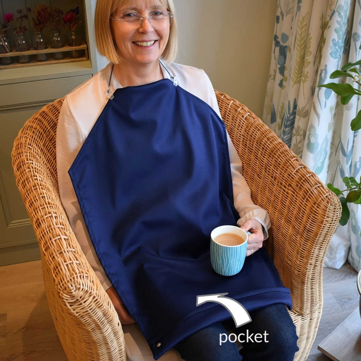 Waterproof Long Napkin - Navy - Adult Bibs