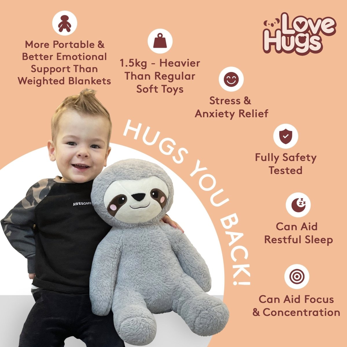 Weighted Sloth Soft Toy – 1.5kg Calming Comfort Toy - Weighted