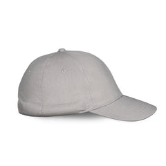 A light gray baseball cap shown from a side profile view against a plain white background.