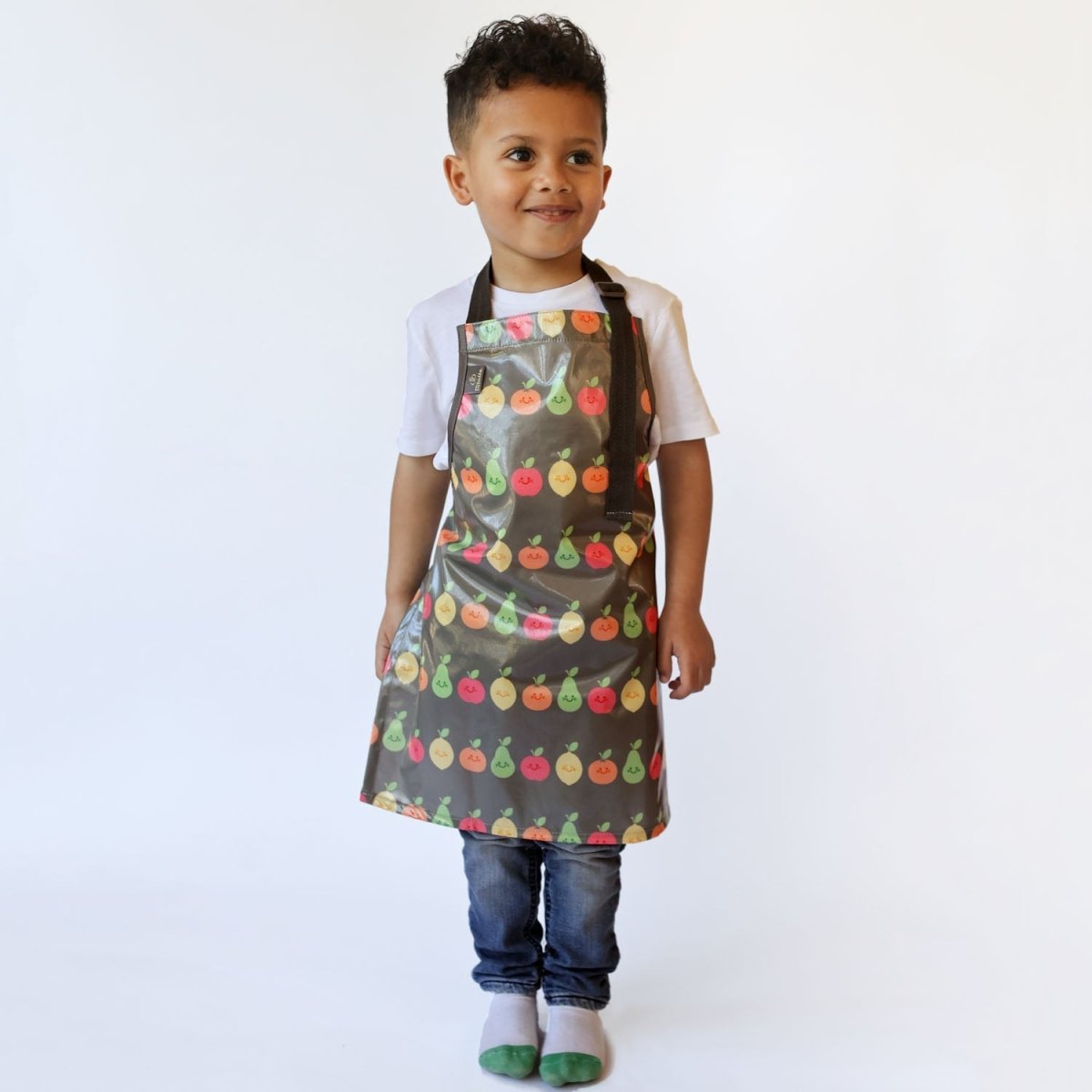 Wipeezee Apron - Child's size - Grey Happy Fruit - Aprons