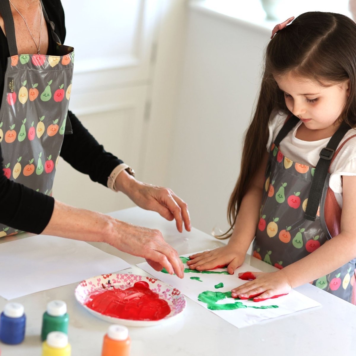 Wipeezee Apron - Child's size - Grey Happy Fruit - Aprons