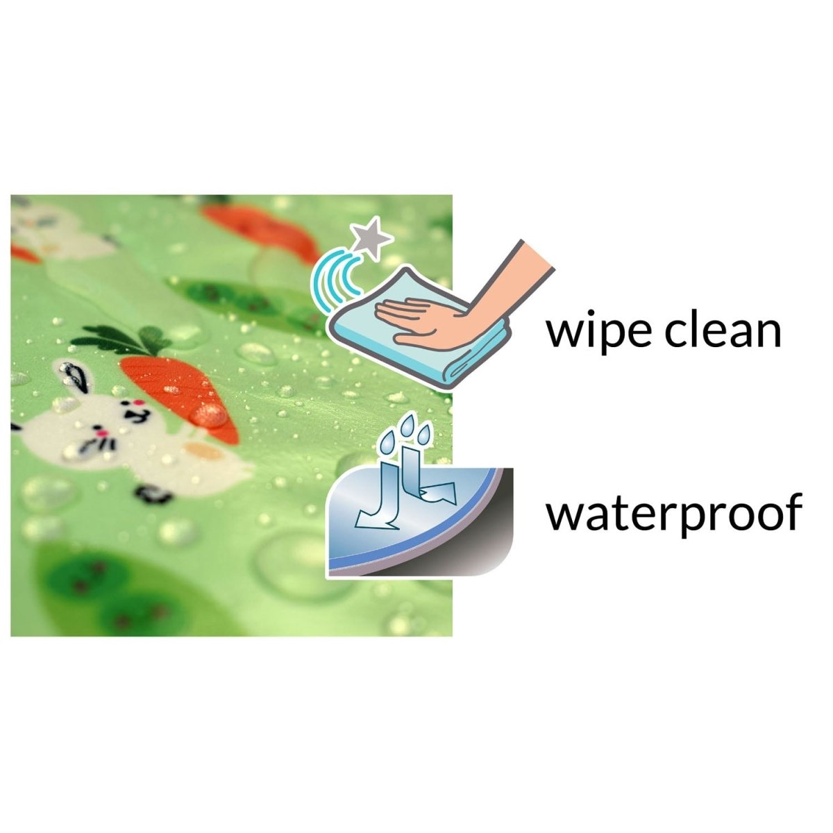 Wipeezee Splash Mat - Green Bunny & Veg - Splash Mat