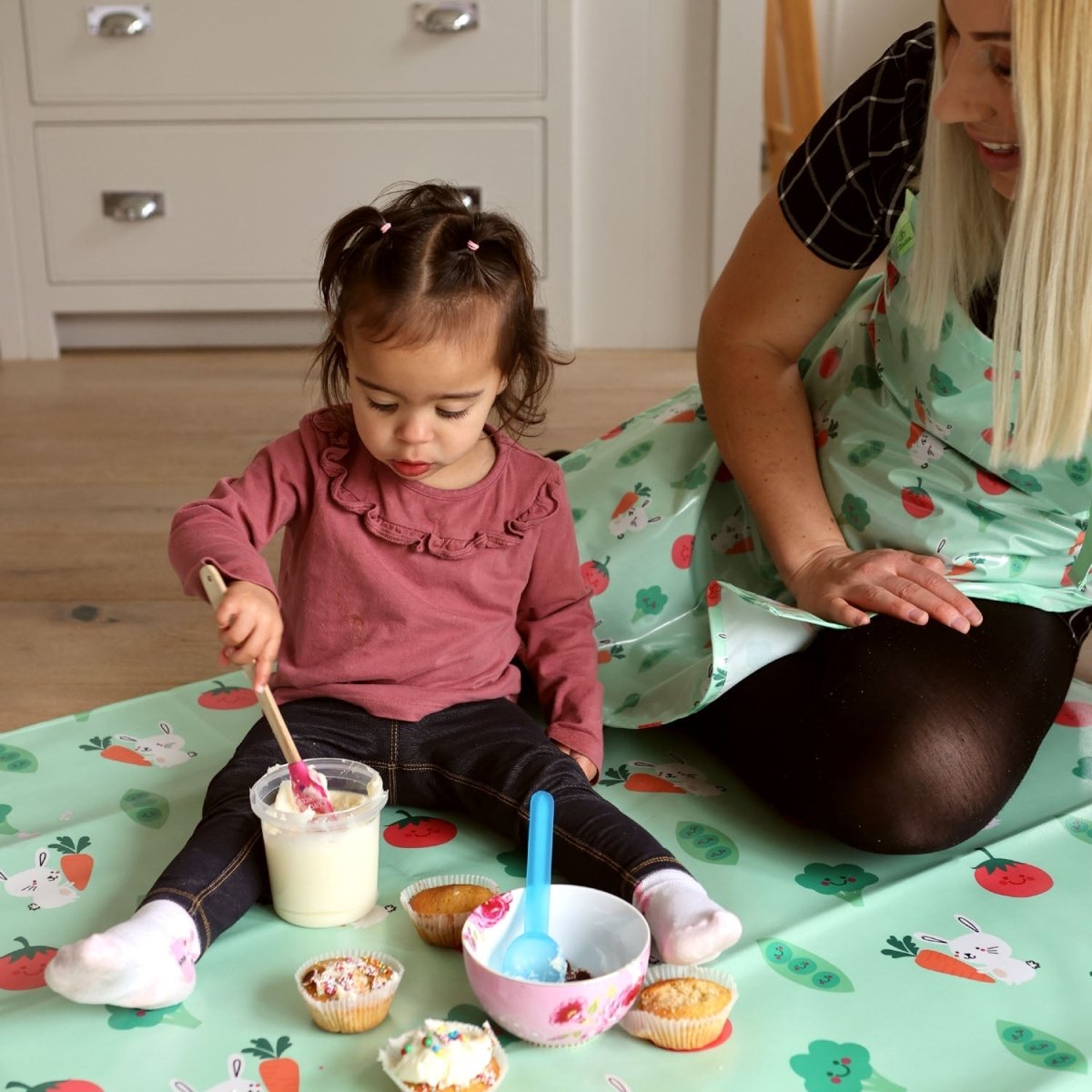 Wipeezee Splash Mat - Green Bunny & Veg - Splash Mat