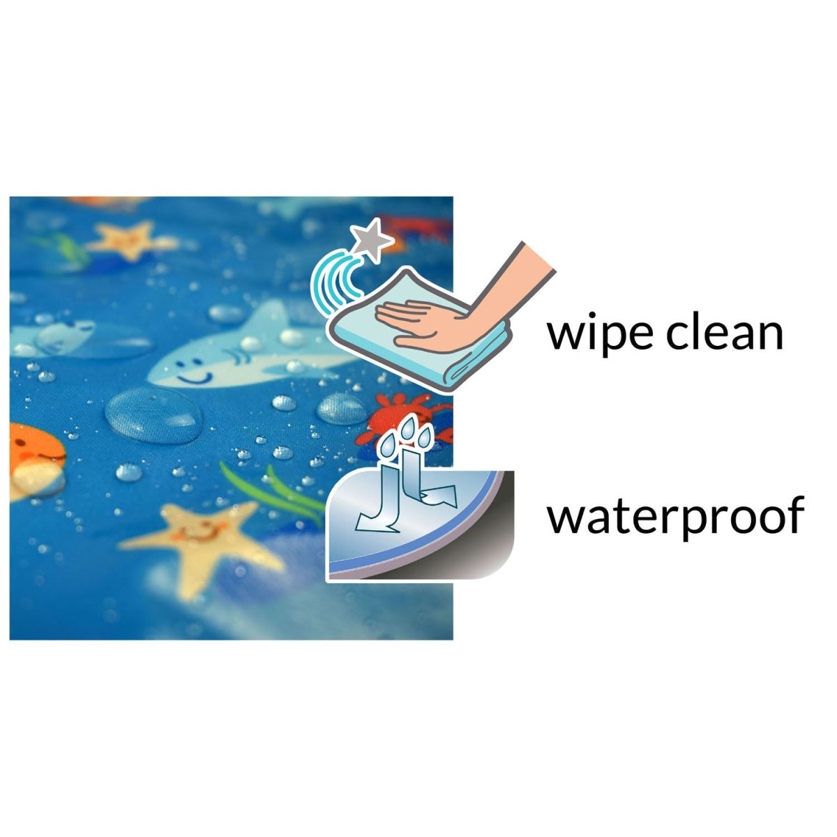 Wipeezee Splash Mat - Turquoise Blue Sea Creatures - Splash Mat