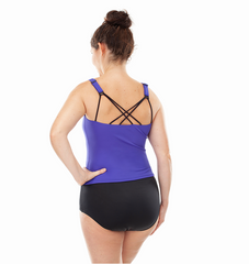 Kes-Vir Ladies Cross Back Tankini Swimsuit Brief - Black, Swimwear, for disabled adults.
