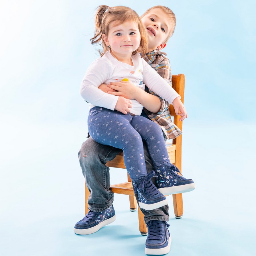 Billy Footwear (Kids) - High Top Navy Space Canvas Shoes - Footwear