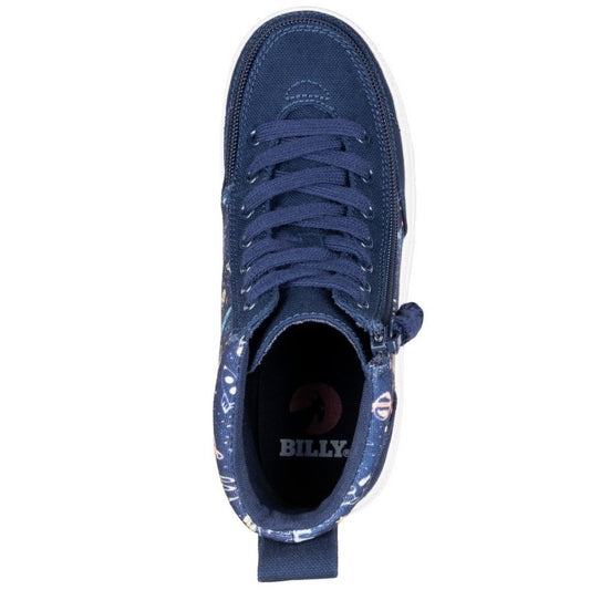 Billy Footwear (Kids) - High Top Navy Space Canvas Shoes - Footwear