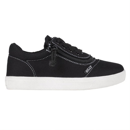 Billy Footwear (Kids) Medium Fit - Short Wrap Low Top Black White Canvas Shoes - Footwear