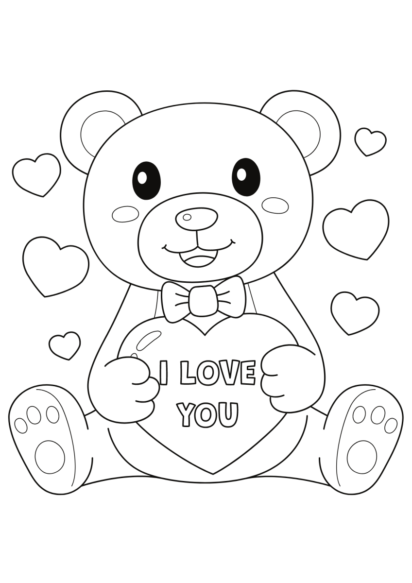 I Love You Teddy Valentines Colouring in Sheet - Downloads