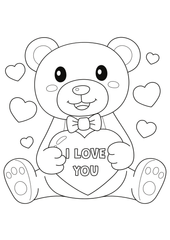 I Love You Teddy Valentines Colouring in Sheet - Downloads