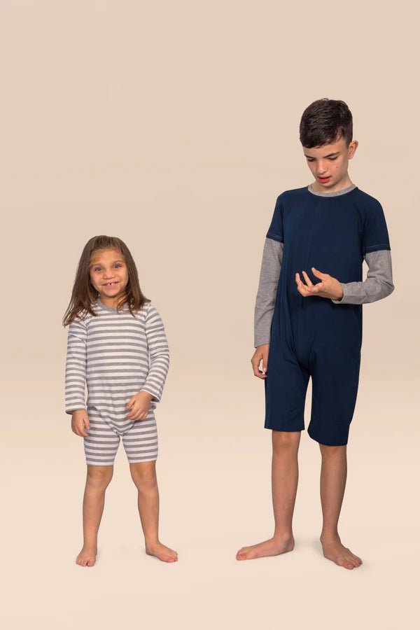 Kaycey Secret Zip Back Jumpsuits - Long Sleeve / Knee Length (Kids) - Bodyvests and Sleepwear