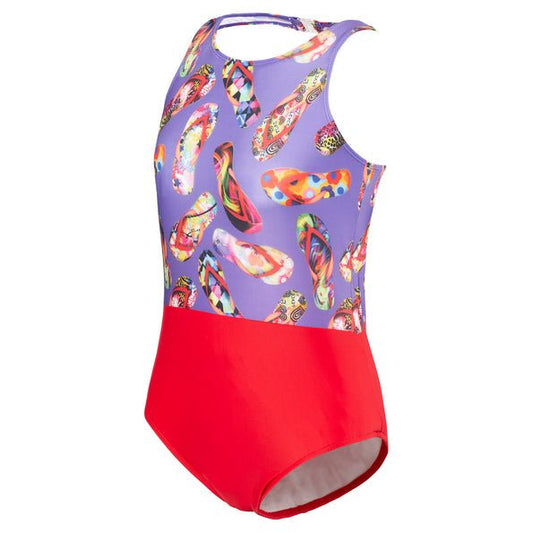 Kes-vir Girl's Flipflop- Damson/Rose Incontinence Halterneck Swimsuit - Swimwear and Accessories
